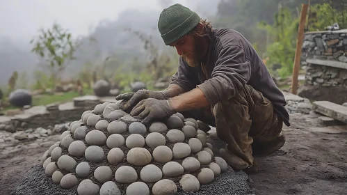 Crafting Stone Dome in Natural Setting