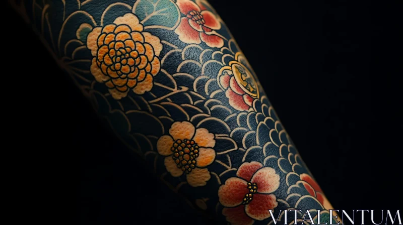 Japanese Floral Tattoo Design on Arm AI Image