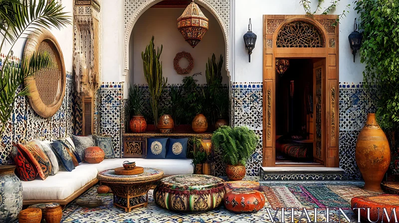 AI ART Exotic Moroccan Interior with Lush Decor