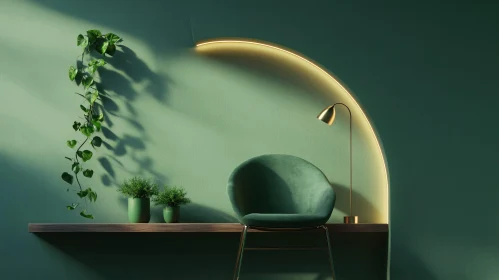 Stylish Green Room with Modern Decor