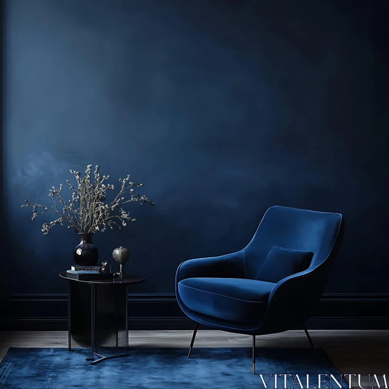 Modern Blue Interior with Armchair AI Image