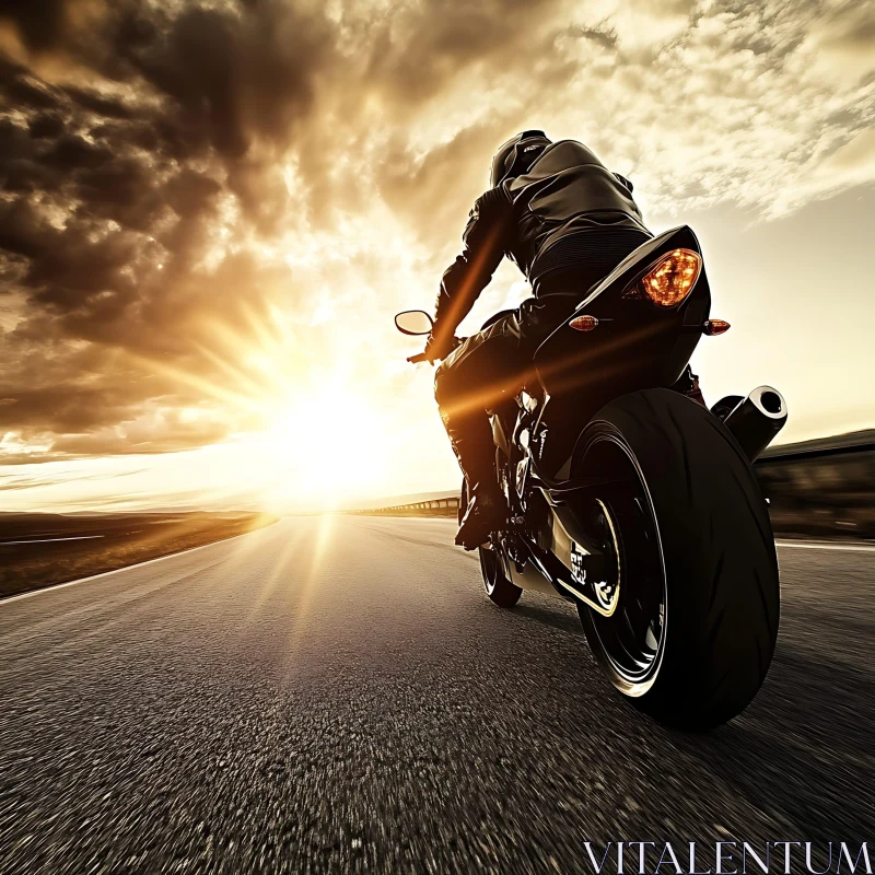 Sunset Ride: Motorcycle Adventure AI Image