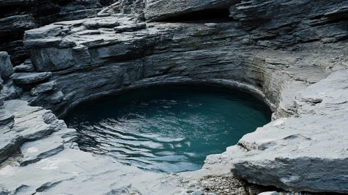 Geological Pool Formed in Rocky Terrain