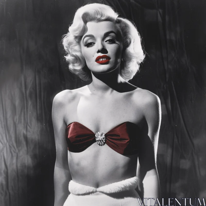 AI ART Marilyn Monroe in Classic Red Lip Vintage Style