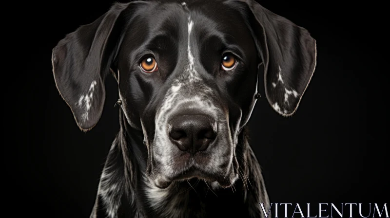 Monochrome Dog Portrait Against Black Backdrop AI Image