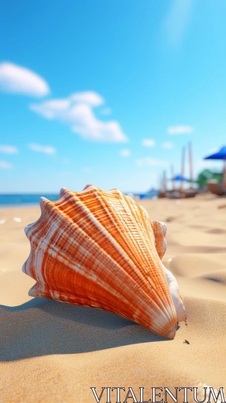 Seashell on a Serene Beach: A Vray Tracing Masterpiece AI Image