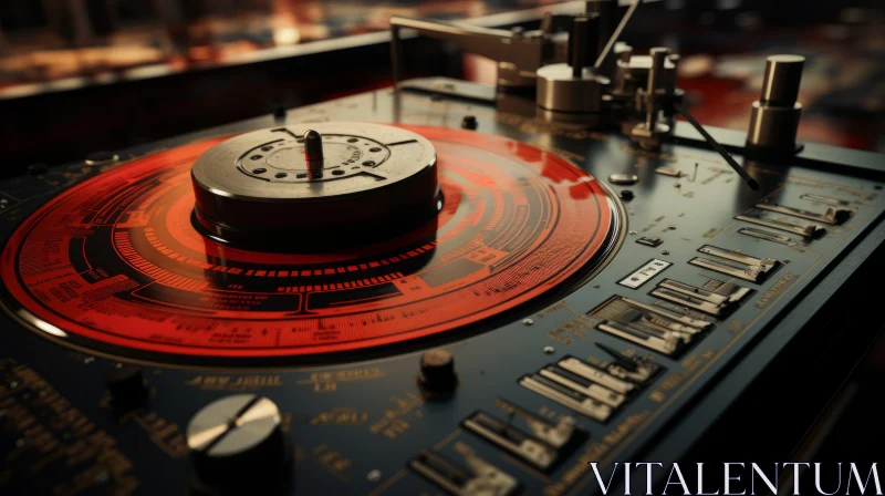 AI ART Vintage Sepia-toned Turntable in a Nightclub