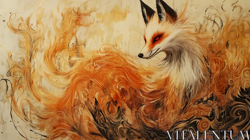 Fox in Flames: An Animal Portrait AI Image