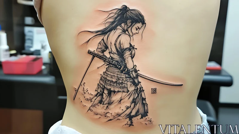 Japanese Samurai Back Tattoo AI Image