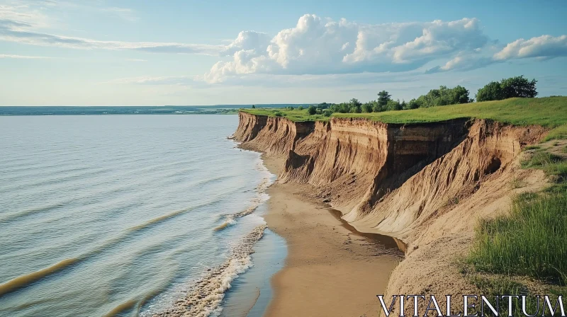 AI ART Serene Coastal Landscape with Cliffs and Calm Sea