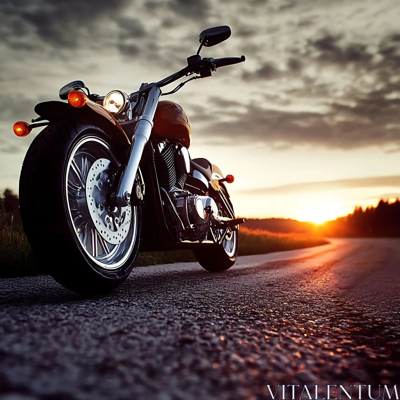 AI ART Sunset Motorcycle Journey on Open Road