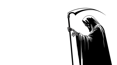 Monochrome Reaper Illustration with Scythe