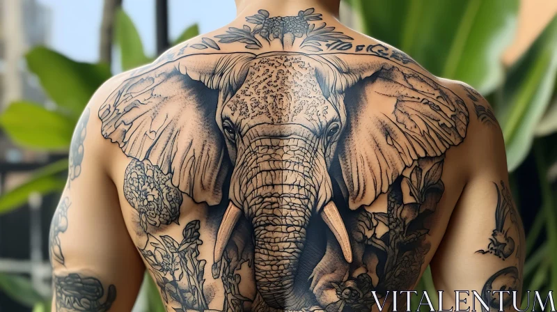 Detailed Elephant Back Tattoo Art AI Image