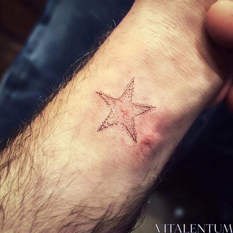 Star Tattoo Design on Wrist in Dotwork Style AI Image