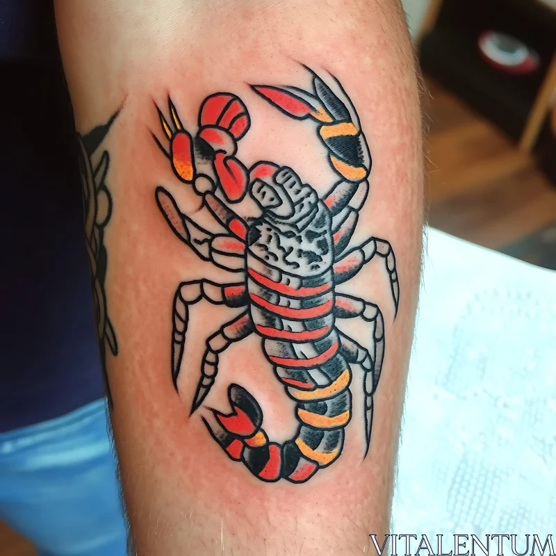 Detailed Black and Red Scorpion Tattoo AI Image