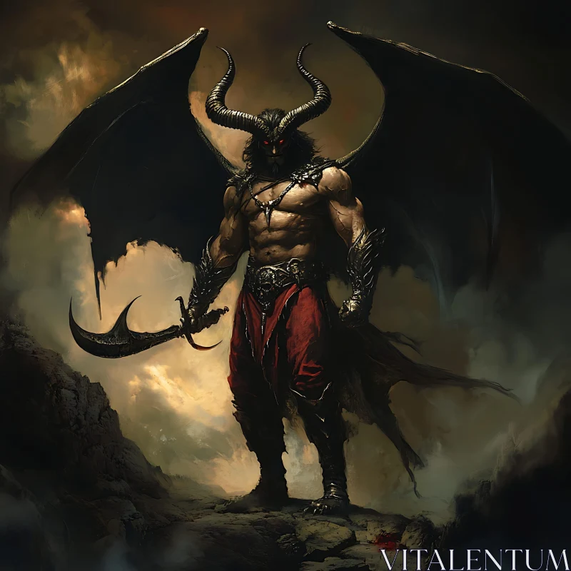 AI ART Winged Demon Warrior Illustration