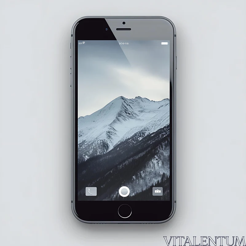 AI ART Icy Peaks on Mobile Screen
