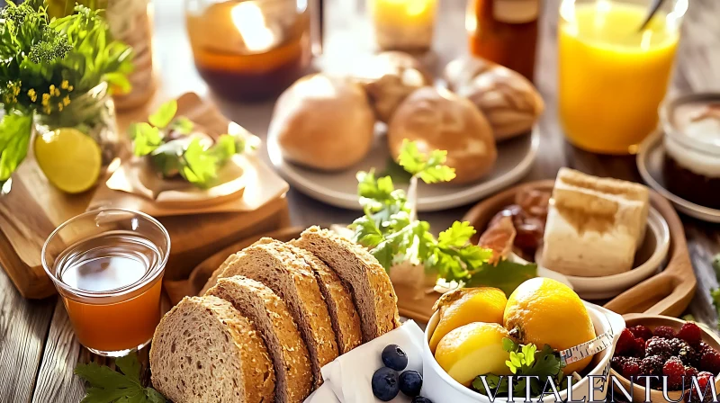 Inviting Breakfast Spread with Fresh Ingredients AI Image