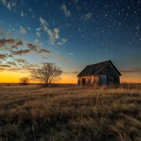 Rural Landscape: Barn at Sunset