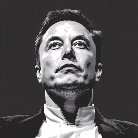 Elon Musk Black and White Portrait