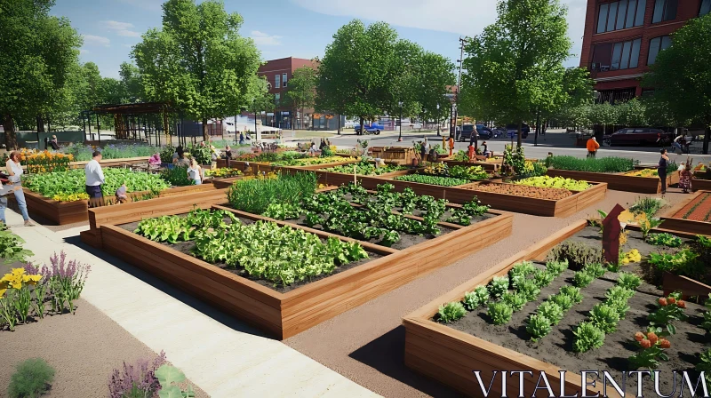 Thriving Community Garden in the City AI Image