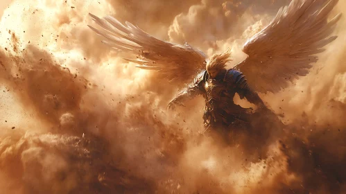 Winged Warrior in Cloudscape