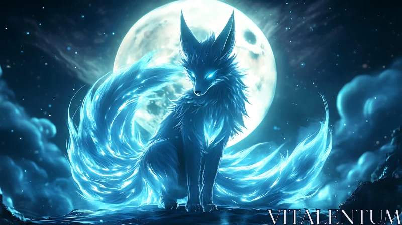 AI ART Glowing Fox and Moonlit Night