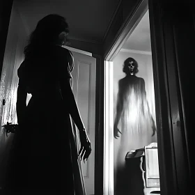 Monochrome Mystery: Silhouette and Ghostly Figure