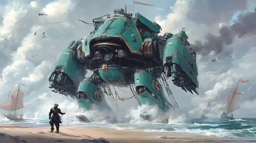 Giant Robot on the Beach