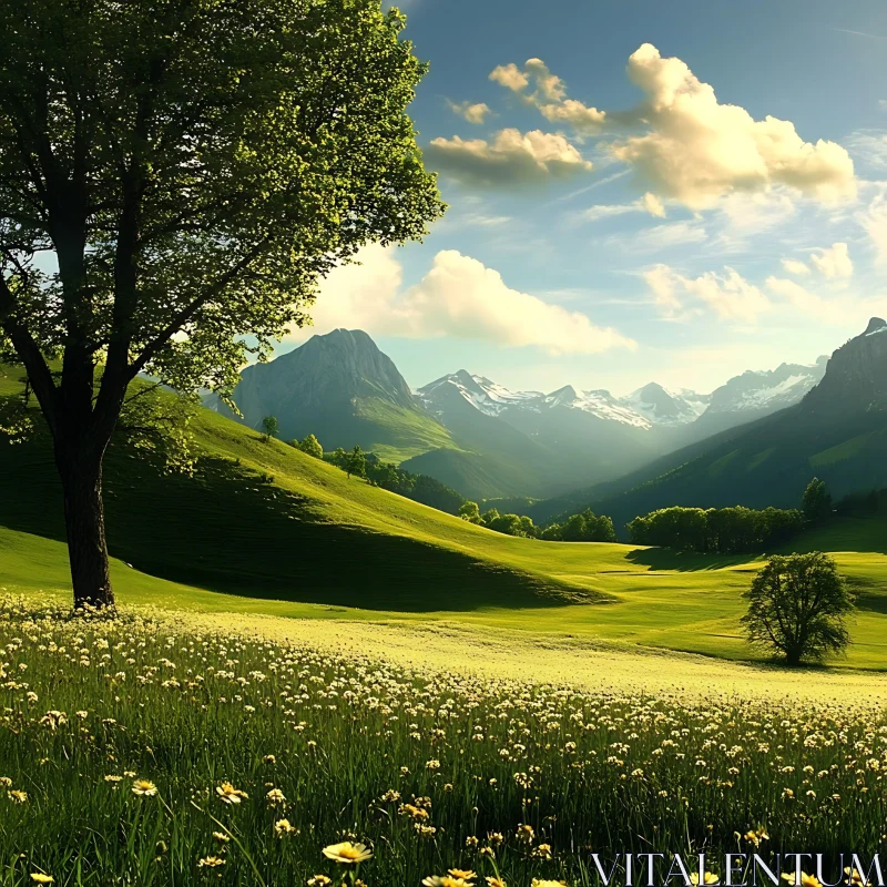 AI ART Alpine Meadow Landscape