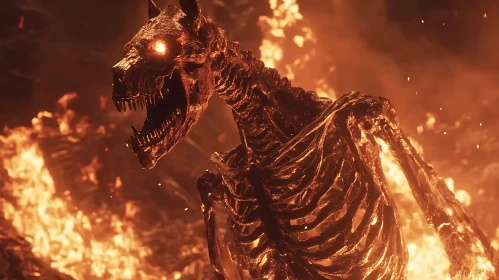 Skeletal Horse in Flames