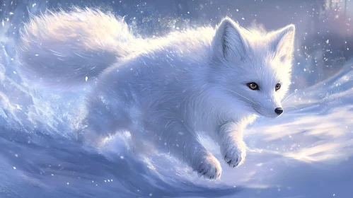 Arctic Fox in Snowy Ambiance