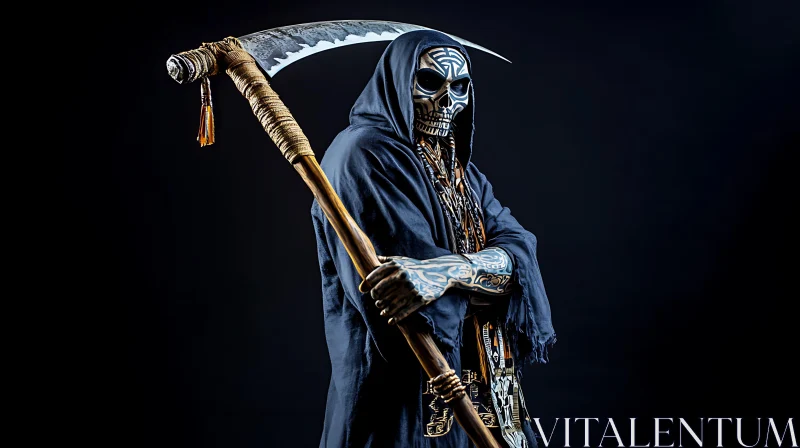 AI ART Mysterious Grim Reaper with Skull Mask