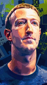 Mark Zuckerberg Digital Pop Art Illustration