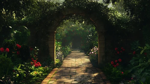 Secret Garden Path with Stone Arch