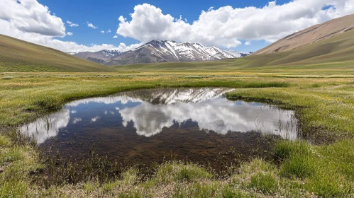 Peaceful Landscape with Mountains and Reflective Waters