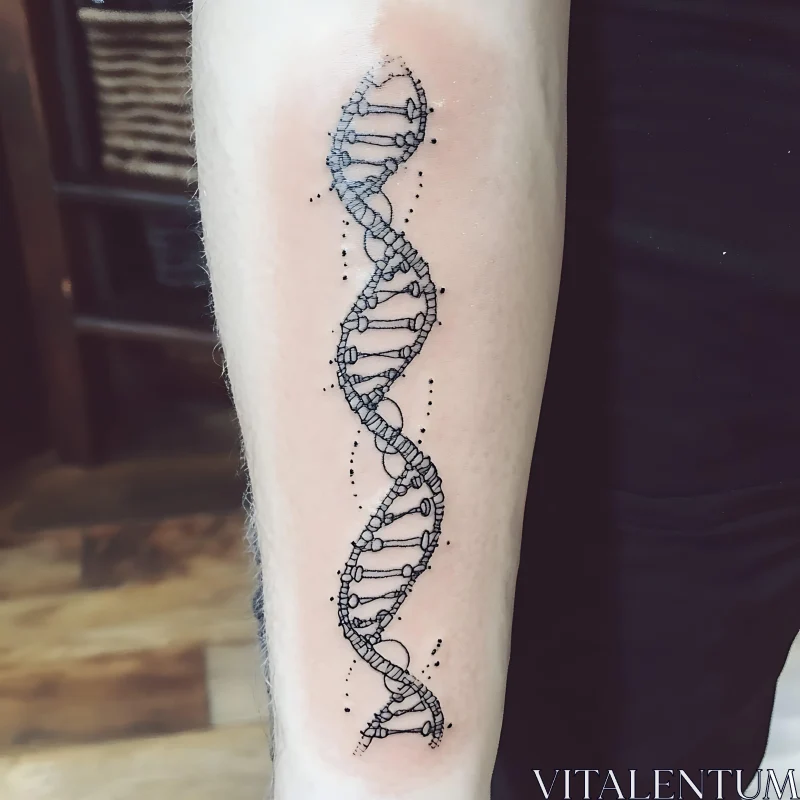 Black Ink DNA Tattoo on Forearm AI Image