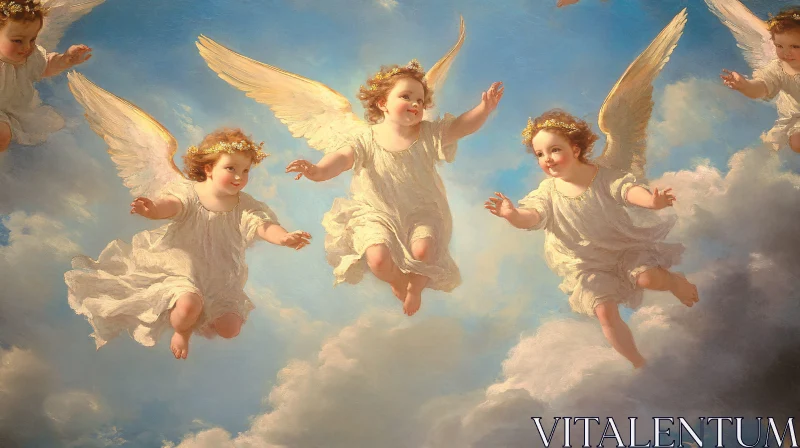 AI ART Heavenly Angels in the Clouds