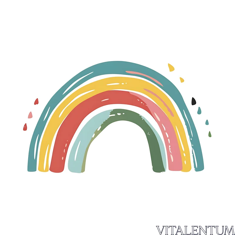 Minimalist Rainbow Art with Whimsical Drops AI Image