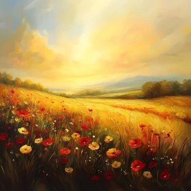 Sunset Field of Poppies