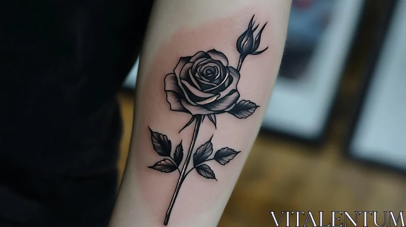 Elegant Rose Tattoo with Bud AI Image