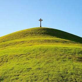 Green Hill with Cross on Top