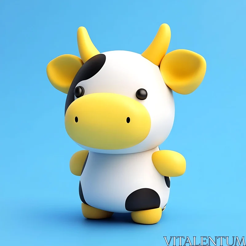 Stylized Cow Illustration AI Image