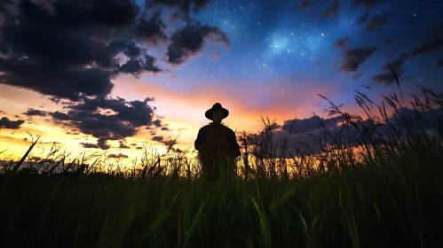 Sunset Silhouette: Scarecrow in the Field