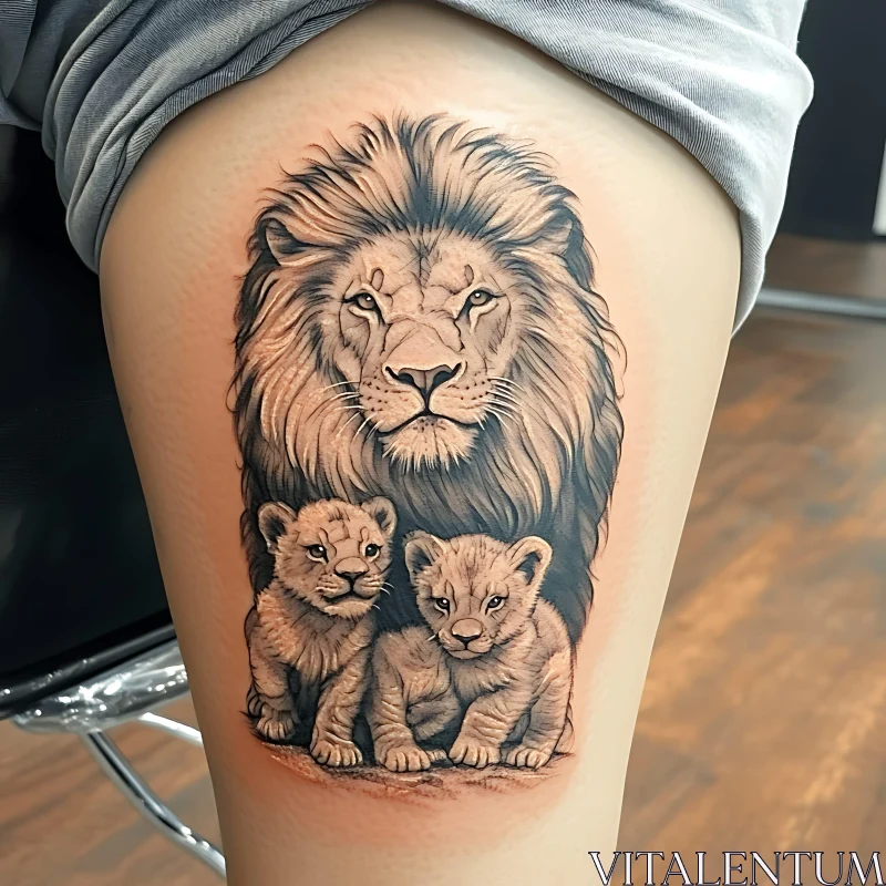 Lion Family Tattoo Design AI Image