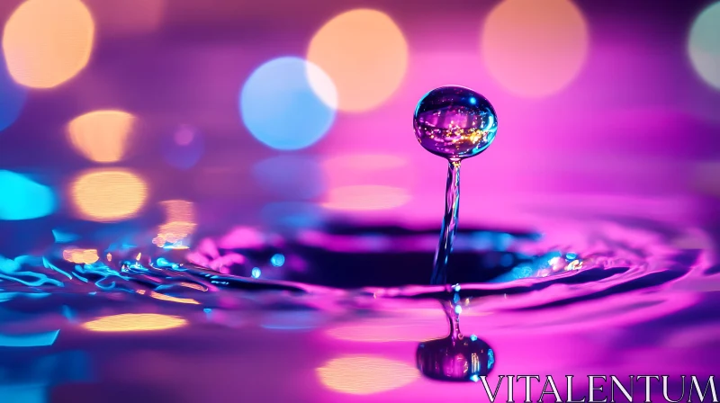 AI ART Colorful Water Droplet and Ripple Effect with Bokeh Lights