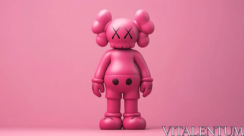 Monochrome Pink Art Toy Sculpture AI Image