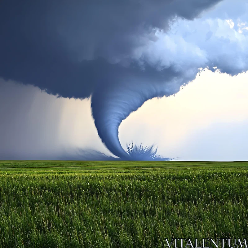 Nature's Fury: Tornado in the Plains AI Image