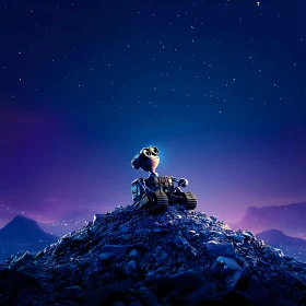 Robot Contemplating Stars on Trash Heap