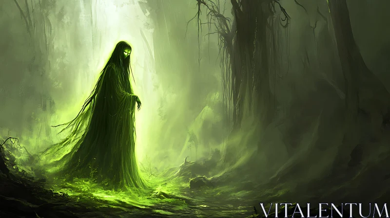 Green Wraith in Forest AI Image